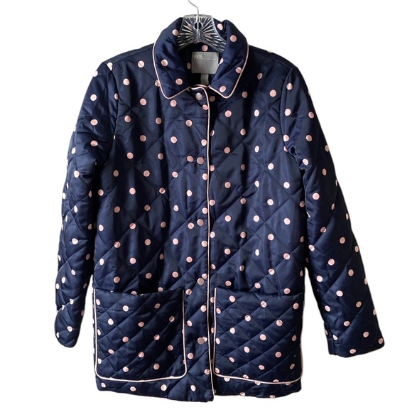 ASOS Women's Waterproof Navy Polka Dot Lightweight Puffer Jacket Size 2 - Picture 4 of 8